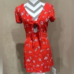 Women’s MiAmi Red Floral Mini Dress With Cutout